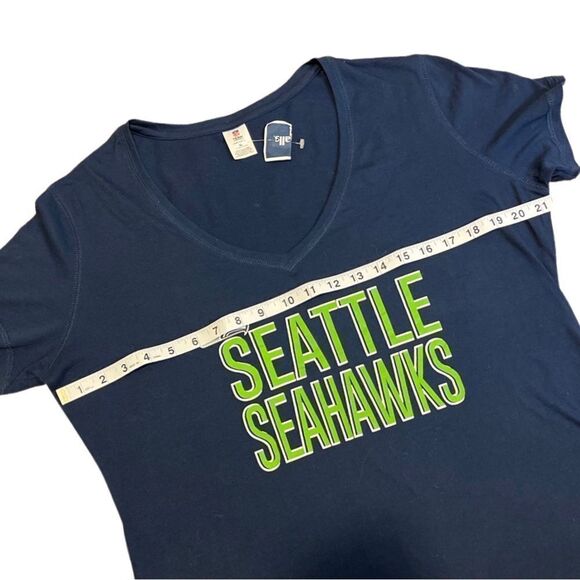 Women's Navy NFL Football Seattle Seahawks V-Neck T-Shirt NWT - Picture 3 of 5